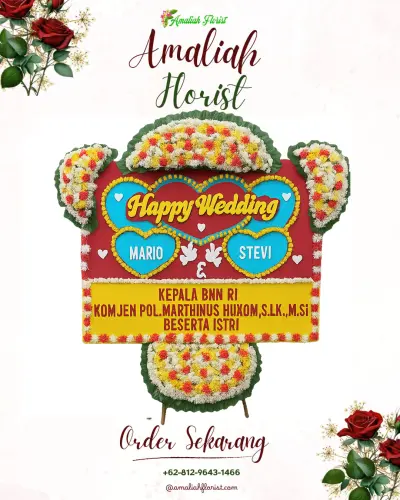 Karangan Papan Bunga Pernikahan di Karangpapak